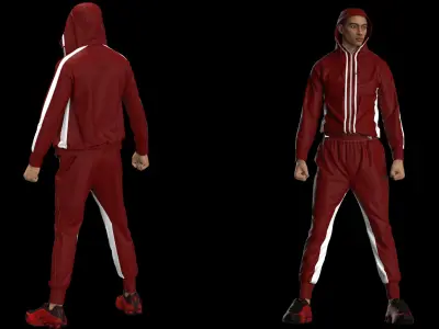 Tracksuits man Low-poly 3D model