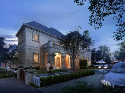 3D model of 2022 luxury fashion villa exterior 63 3D model