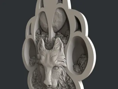 3d STL models for CNC router and 3d printer wolf 3D model