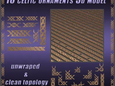 10 celtic ornaments  3D model