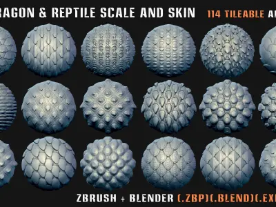 200 Dragon and Reptile Scale and Skin -VDM -Alpha -VOL03 3D model