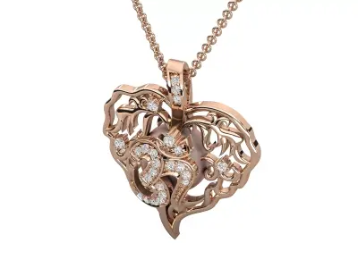 Luxury Heart Shape Diamond Pendant CAD Design STL 3DM 3D print model