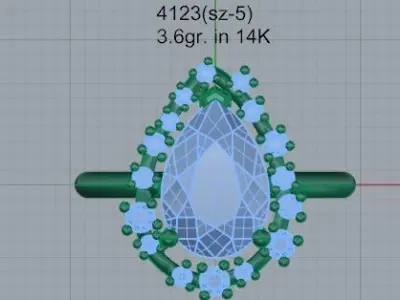 Pear Halo Ring 4123 3D print model
