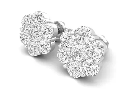 AV 722 Diamond cluster earrings 3D print model