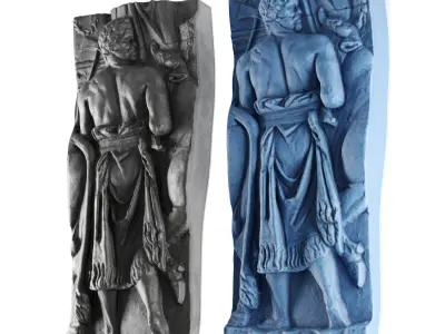 Classic greek man relief Low-poly 3D model