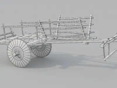 Ox Cart Low-poly 3D model