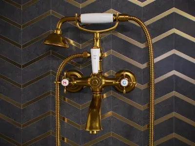 Vintage Bathtub Faucet PBR 3D model