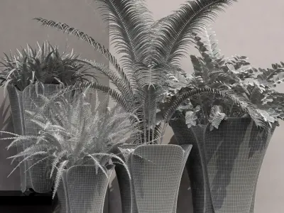 Barcelona design flowerpots set 02 3D model