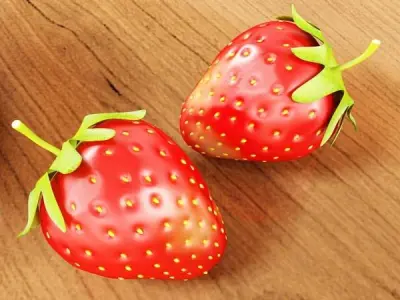 Photorealistic Strawberries in Bowl 3D model