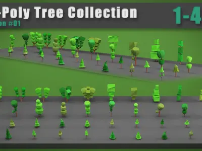 Low Poly Trees Mega Pack - 200 Trees Free low-poly 3D model
