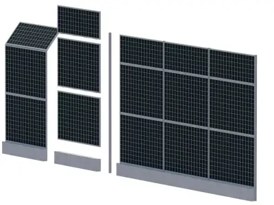 Road car Acoustic noise absorbing fence barrier 3D model