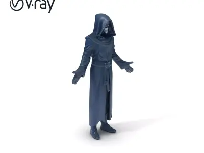 Dark Hooded Phantom D Character Model with PBR Textures Low-poly 3D model