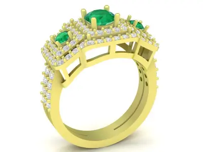 Luxury Gemstone Cluster Ring for Women  3844 3D print model