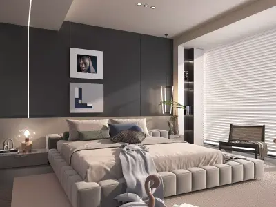 Modern Bedroom Scene 29 3D model