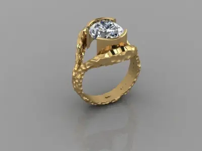 3 HAMMERED OVAL RING 3D print model