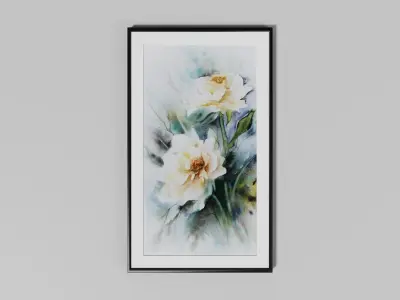 Water colors painting frames Low-poly 3D model
