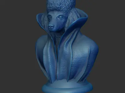 Poodle with Collar Cape on Pedestal 3D print model