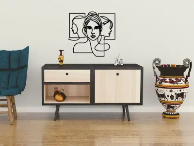 Continuous Line Female Portrait 3D print model