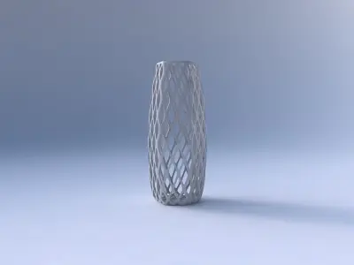 Vase hexagon with diagonal grid lattice 3D print model