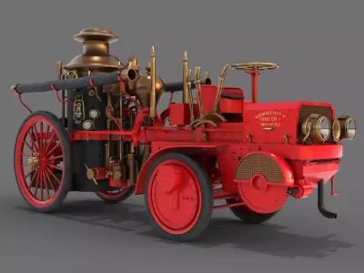 1911 Christie Fire Engine Low-poly 3D model