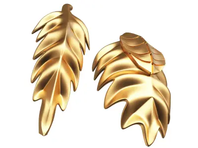 Leave Carving Plaster Molding Decoration Low-poly 3D model
