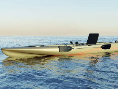 Kayak 3D model fishing boat Low-poly 3D model