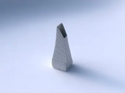 Vase top bent rectangle with grid plates 3D print model