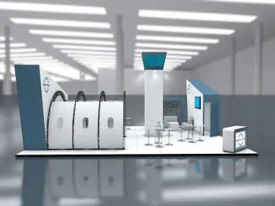 Exhibition Stand Booth stall 10x10m Height 500cm 4 Side Open 3D model