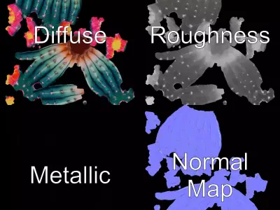 Vibrant Cactus Blossom model pack Low-poly 3D model