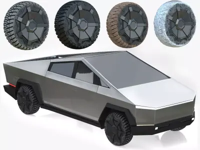 Animated Tesla Cybertruck Low-poly 3D model