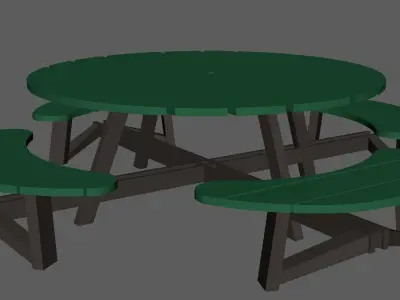 Round Park Bench Free 3D model