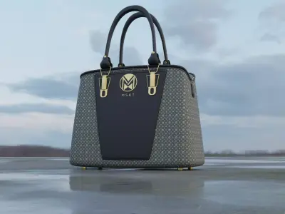 Modern Classic Chic Contrast Luxury Handbag 3D model