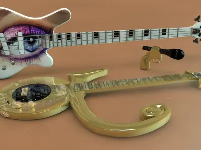 Prince Symbol Guitar and Eye Bass 3D model