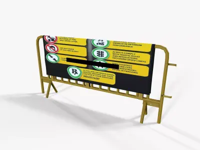 Barrier With Poster Low-poly 3D model