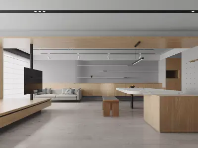 Modern living room dining room interior scenes 413 3D model