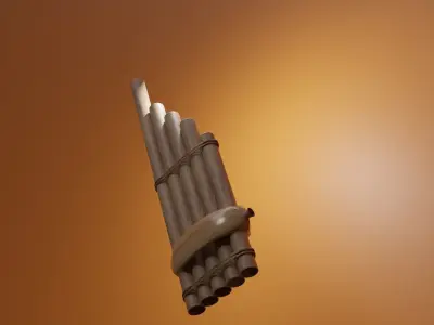 can model wooden flute Low-poly 3D model