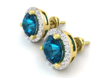 AV 617 Diamond Halo Stud Earrings 3D print model