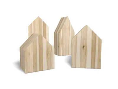 Miniature Wooden Houses - Decoration Low-poly 3D model