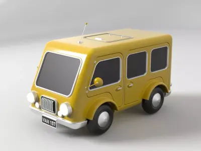 Yellow Cartoon Van 3D model