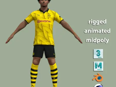T-Pose Rigged Karim Adeyemi Borussia Dortmund 3D model