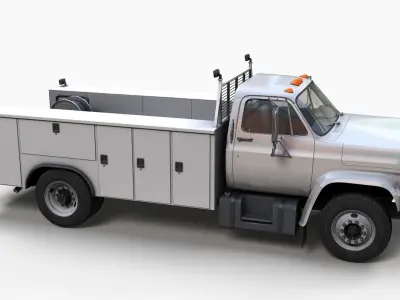 Vintage service truck Low-poly 3D model