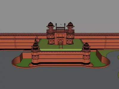 Indian Red Fort Detailed 3D model