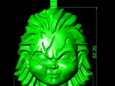 chucky doll face pendant  3D print model