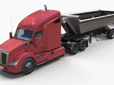Kenworth T680 dumptrailer Low-poly 3D model