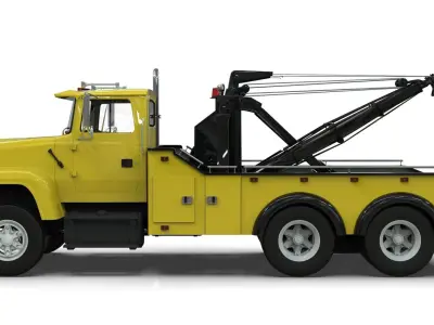 L9000 Tandem Axle Tow Truck 3D Model with Holmes 850 Wrecker 3D model