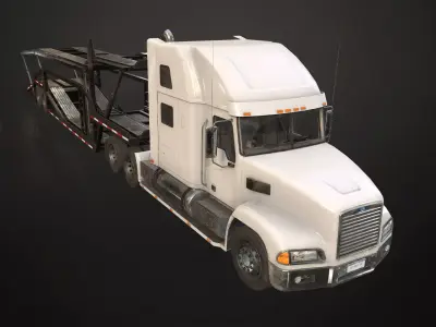 Semi Truck Car Carrier Trailer Low-poly 3D model