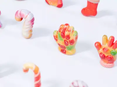 Christmas Style Gloves  Socks Crutches Candy 3D model