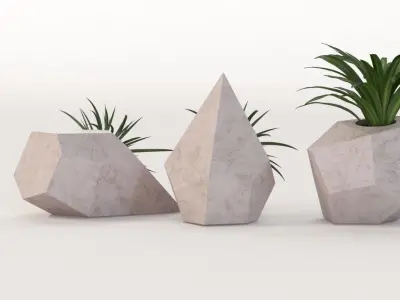 Trio Geometric Planter Center Piece Table Decoration 3D model