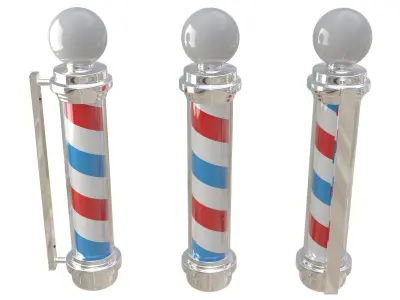 Barber Shop Pole White And Black 3D model
