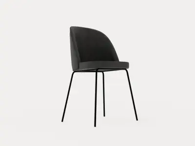 Felipe Dining Chair Velvet Gray Black Low-poly 3D model